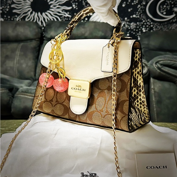 Coach Tan and Cream Women's Satchel - Picture 13 of 17